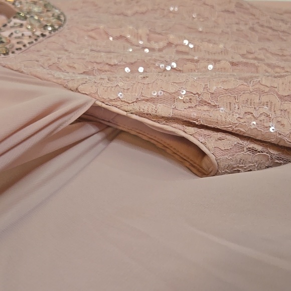 SL Fashions Blush Sequin Lace Gown - Picture 5 of 8